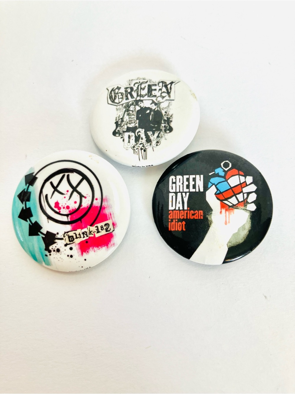 Green Day Pin Back Buttons Lot(3) Hot Topic 2000’s Rock Band